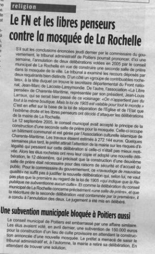 Charente Libre du 22/02/2007 :